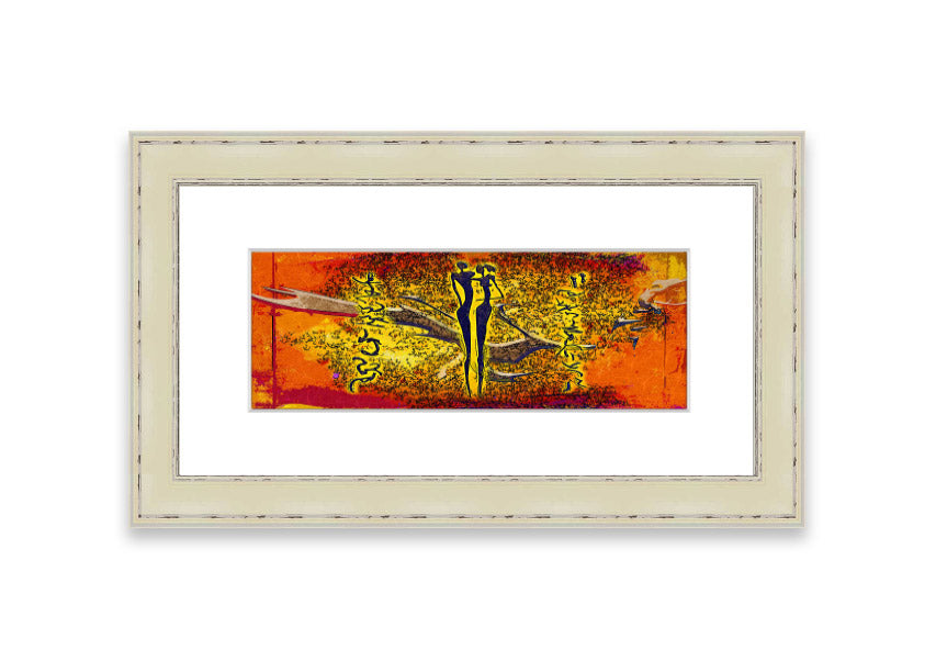 Framed print of African Tribal Art 24 featuring vibrant colors and intricate designs, ready to hang.