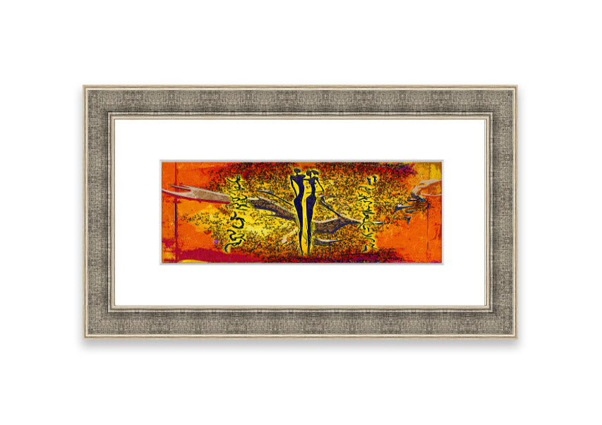 Framed print of African Tribal Art 24 featuring vibrant colors and intricate designs, ready to hang.