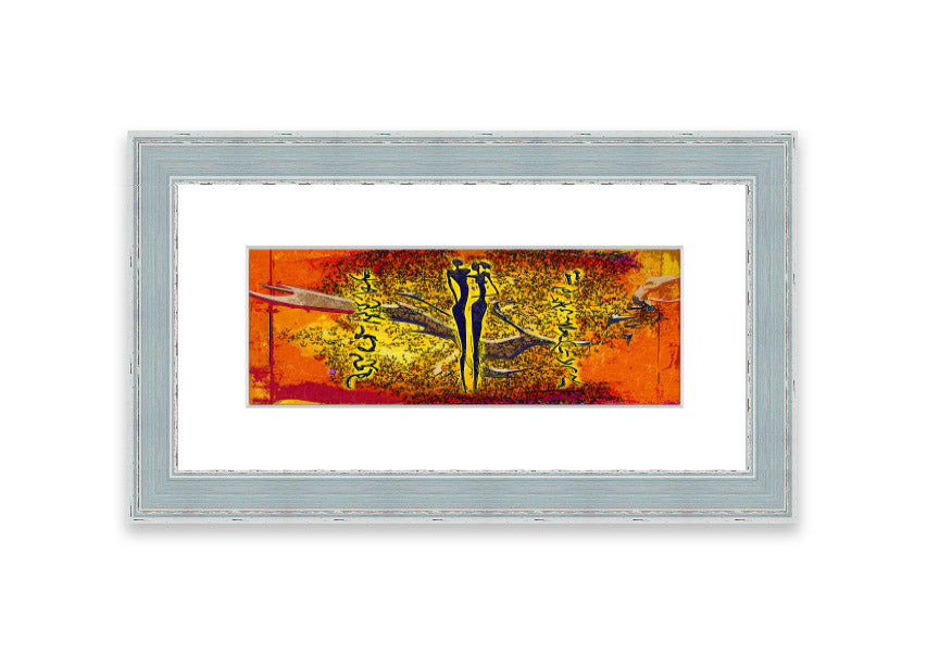 Framed print of African Tribal Art 24 featuring vibrant colors and intricate designs, ready to hang.