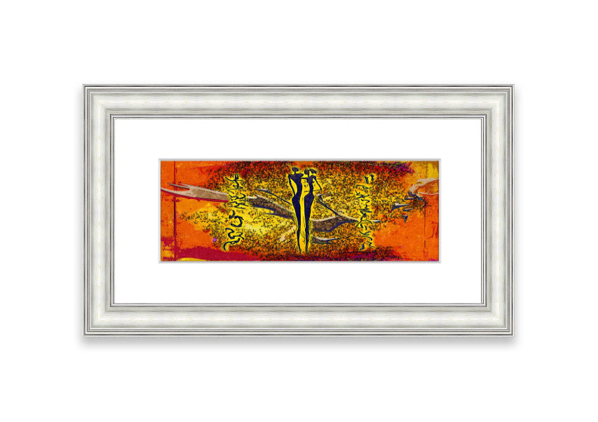 Framed print of African Tribal Art 24 featuring vibrant colors and intricate designs, ready to hang.