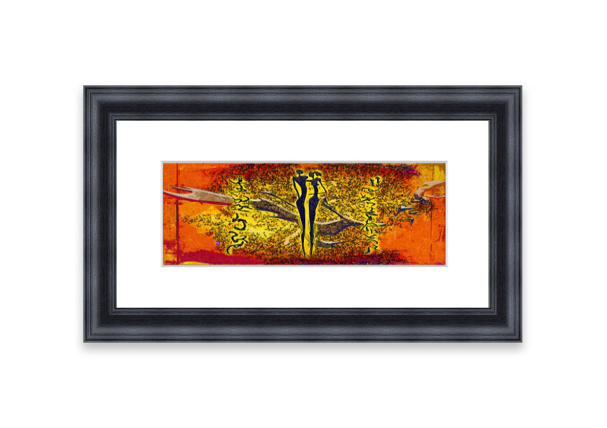 Framed print of African Tribal Art 24 featuring vibrant colors and intricate designs, ready to hang.