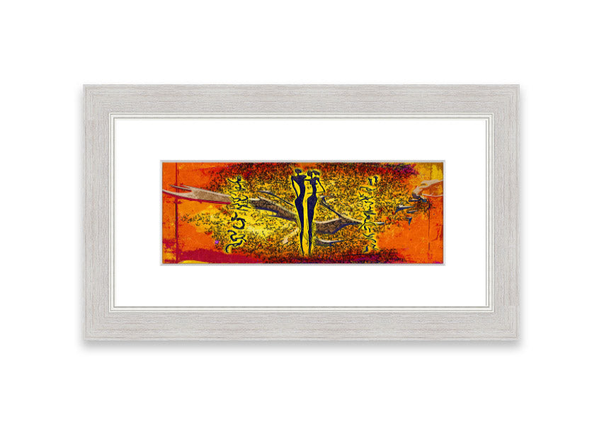 Framed print of African Tribal Art 24 featuring vibrant colors and intricate designs, ready to hang.