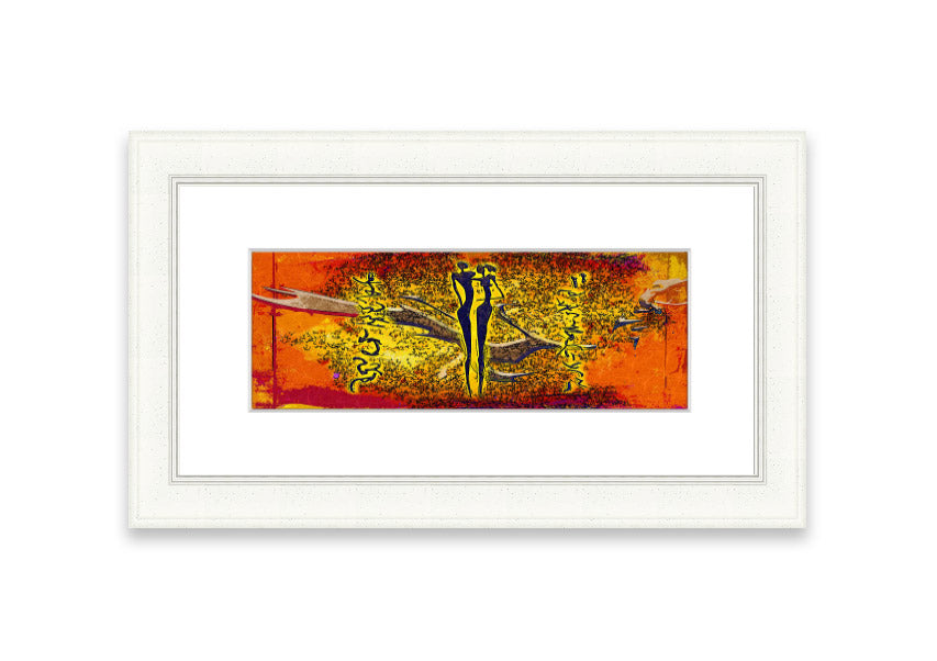 Framed print of African Tribal Art 24 featuring vibrant colors and intricate designs, ready to hang.