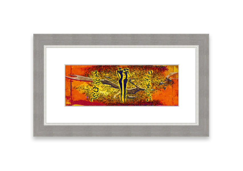 Framed print of African Tribal Art 24 featuring vibrant colors and intricate designs, ready to hang.