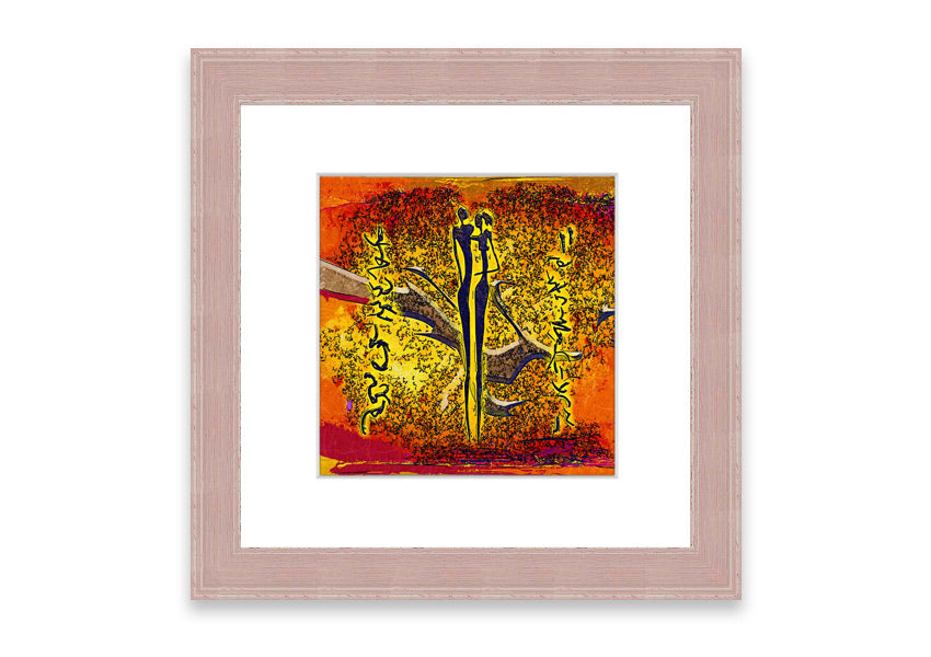 Framed print of African Tribal Art 24 featuring vibrant colors and intricate designs, ready to hang.