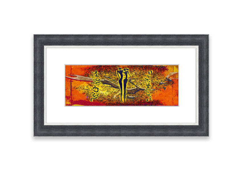 Framed print of African Tribal Art 24 featuring vibrant colors and intricate designs, ready to hang.