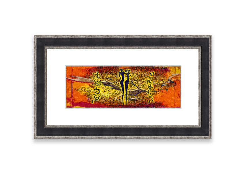 Framed print of African Tribal Art 24 featuring vibrant colors and intricate designs, ready to hang.