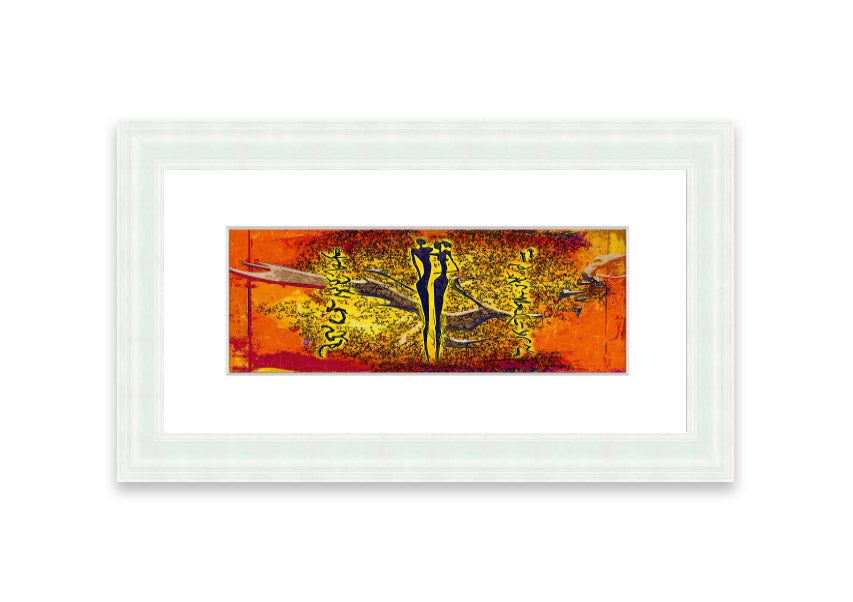 Framed print of African Tribal Art 24 featuring vibrant colors and intricate designs, ready to hang.