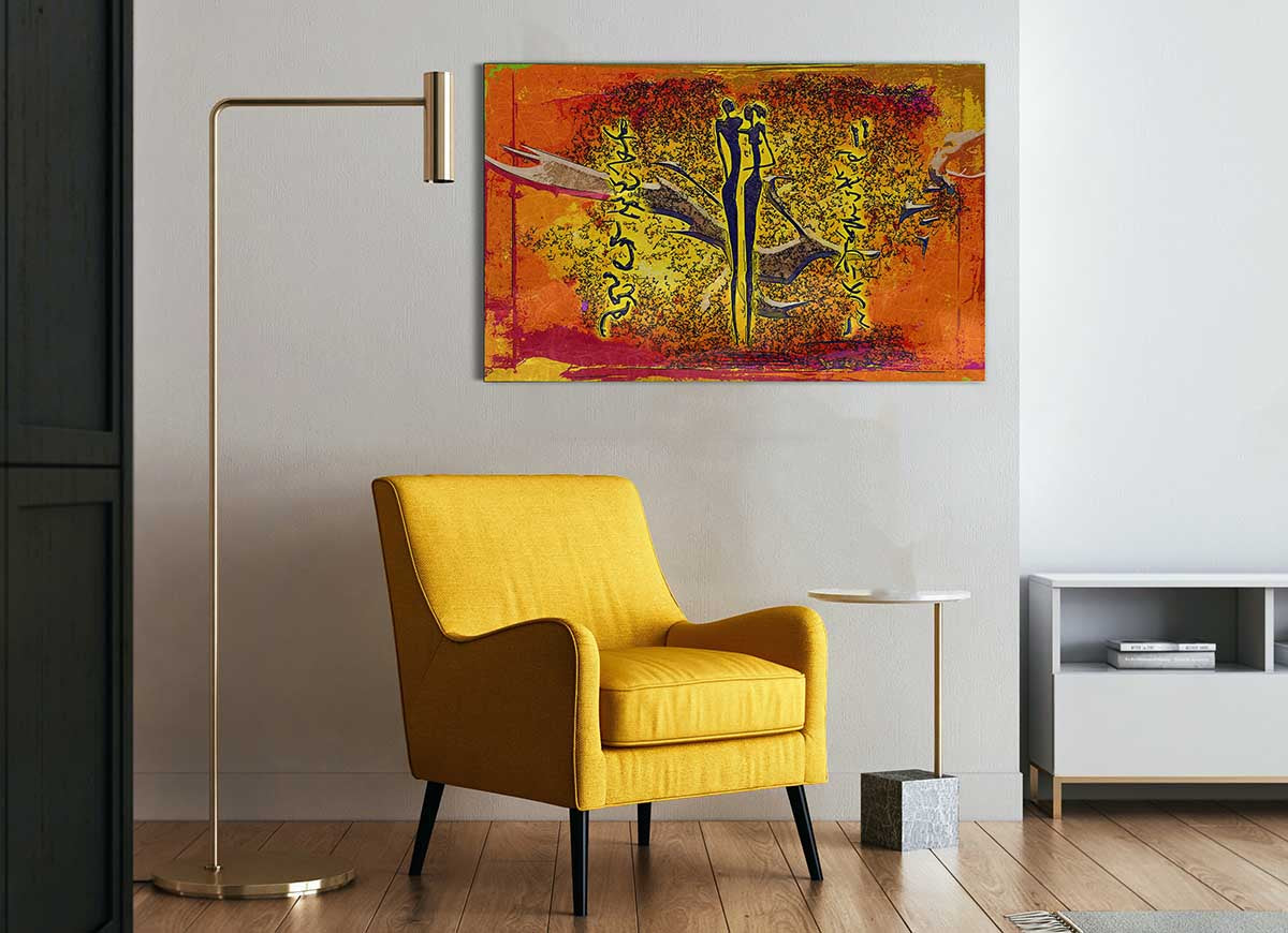 A vibrant African Tribal Art 24 glass print showcasing intricate tribal designs and colors, perfect for modern home decor.