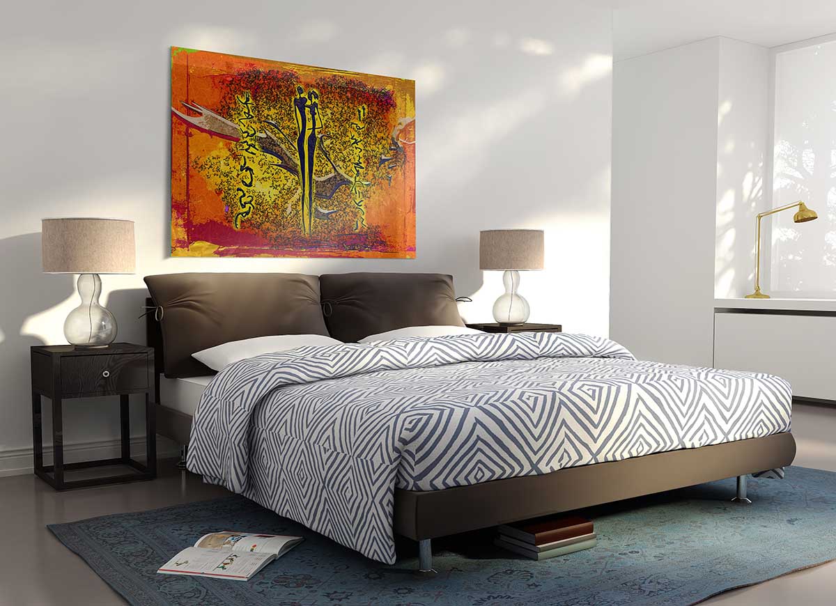 A vibrant African Tribal Art 24 glass print showcasing intricate tribal designs and colors, perfect for modern home decor.