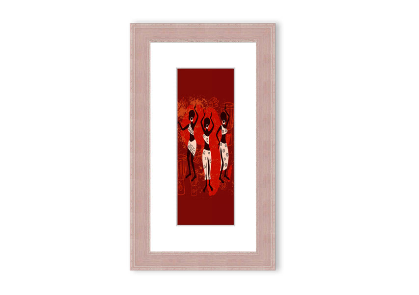 Framed print of African Tribal Art 25, showcasing vibrant colors and intricate patterns, ready to hang.