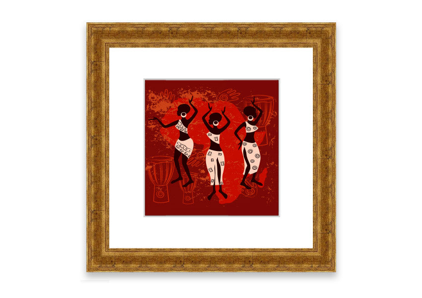 Framed print of African Tribal Art 25, showcasing vibrant colors and intricate patterns, ready to hang.