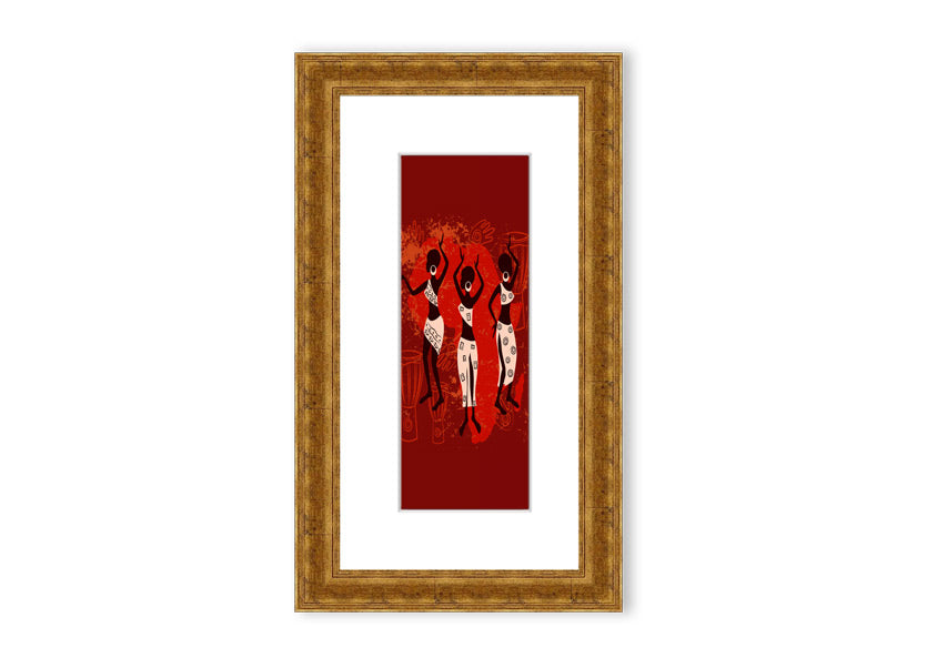 Framed print of African Tribal Art 25, showcasing vibrant colors and intricate patterns, ready to hang.