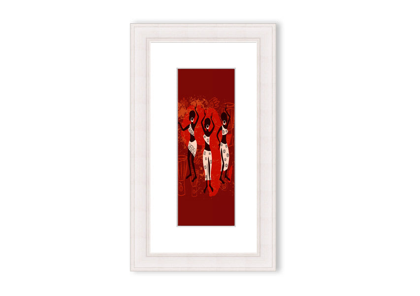 Framed print of African Tribal Art 25, showcasing vibrant colors and intricate patterns, ready to hang.