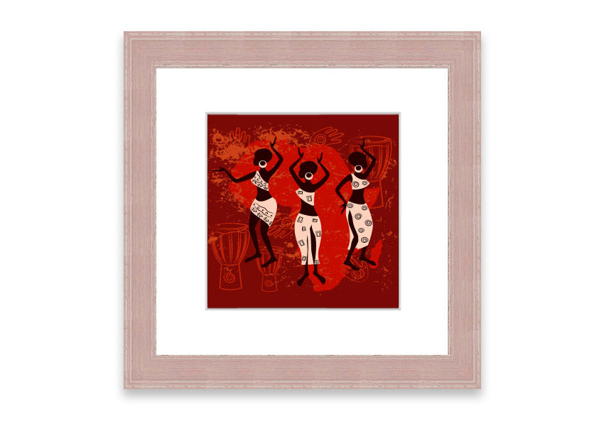 Framed print of African Tribal Art 25, showcasing vibrant colors and intricate patterns, ready to hang.