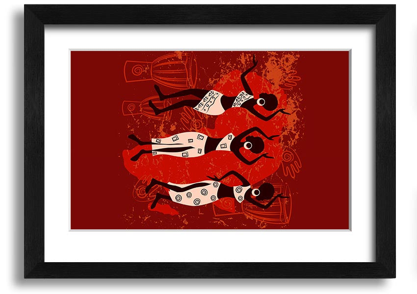 Framed print of African Tribal Art 25 featuring vibrant colors and intricate designs, ready to hang.