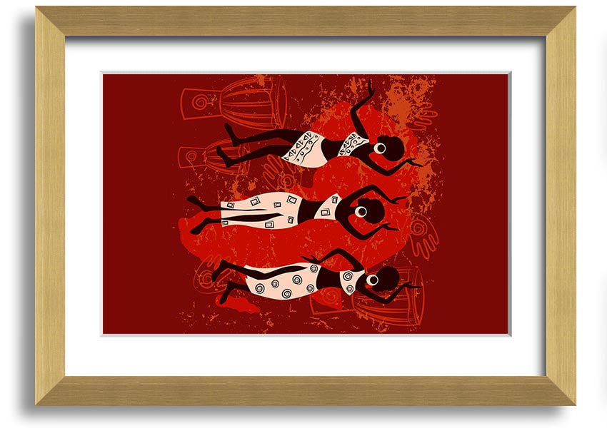 Framed print of African Tribal Art 25 featuring vibrant colors and intricate designs, ready to hang.