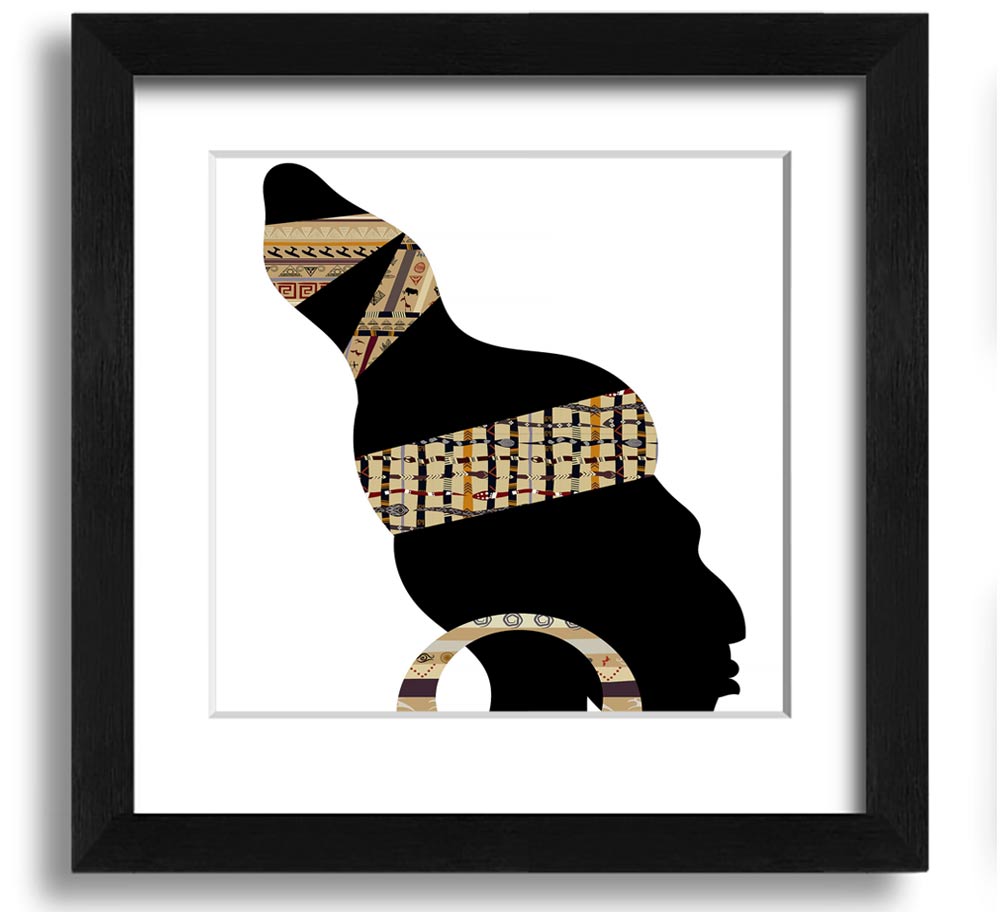 African Tribal Art 26 square framed print showcasing intricate designs and vibrant colors, ready to hang.