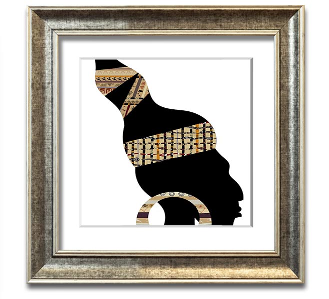 African Tribal Art 26 square framed print showcasing intricate designs and vibrant colors, ready to hang.