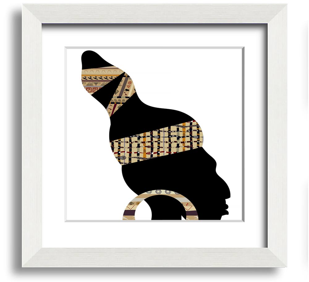 African Tribal Art 26 square framed print showcasing intricate designs and vibrant colors, ready to hang.