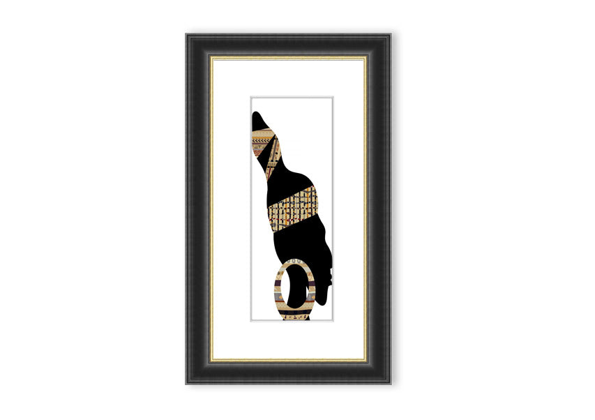 Framed print of African Tribal Art 26, showcasing vibrant colors and intricate designs, ready to hang.