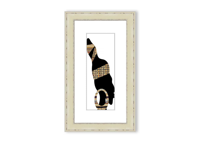 Framed print of African Tribal Art 26, showcasing vibrant colors and intricate designs, ready to hang.