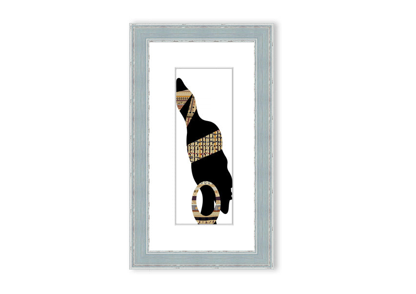 Framed print of African Tribal Art 26, showcasing vibrant colors and intricate designs, ready to hang.