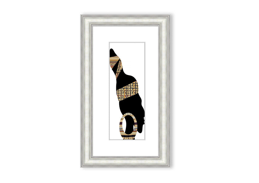 Framed print of African Tribal Art 26, showcasing vibrant colors and intricate designs, ready to hang.