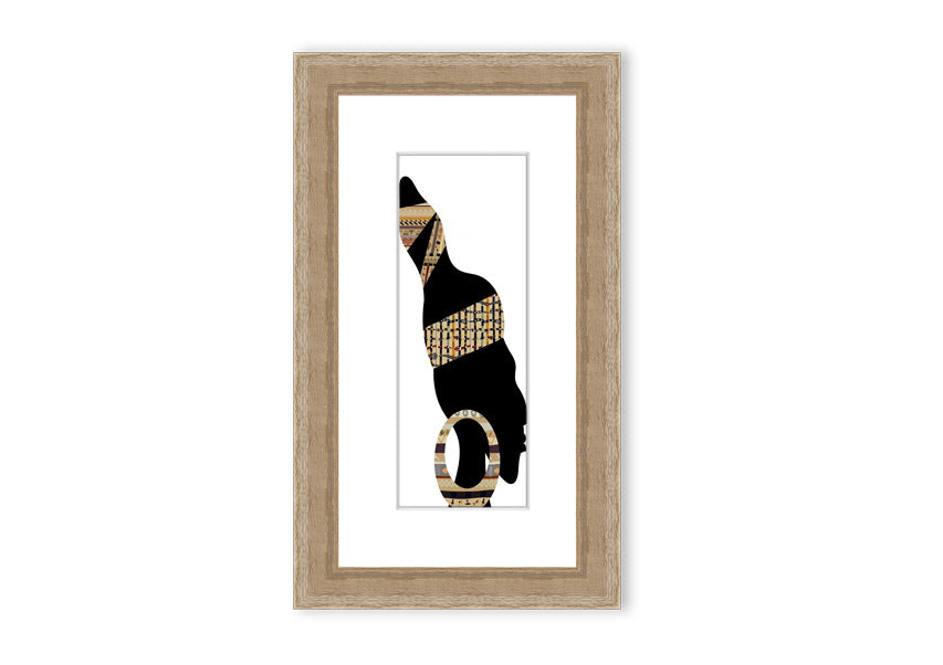 Framed print of African Tribal Art 26, showcasing vibrant colors and intricate designs, ready to hang.