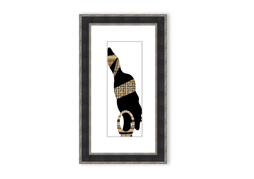 Framed print of African Tribal Art 26, showcasing vibrant colors and intricate designs, ready to hang.