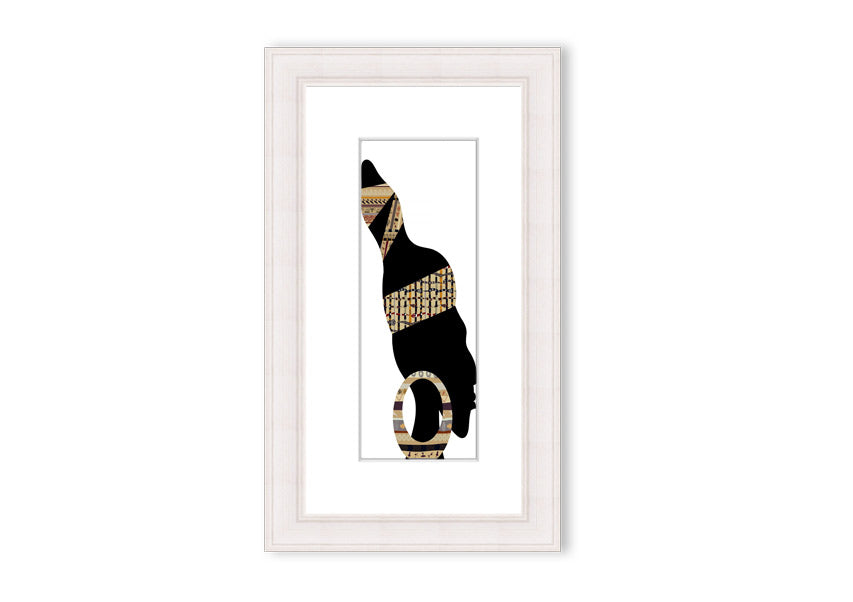 Framed print of African Tribal Art 26, showcasing vibrant colors and intricate designs, ready to hang.