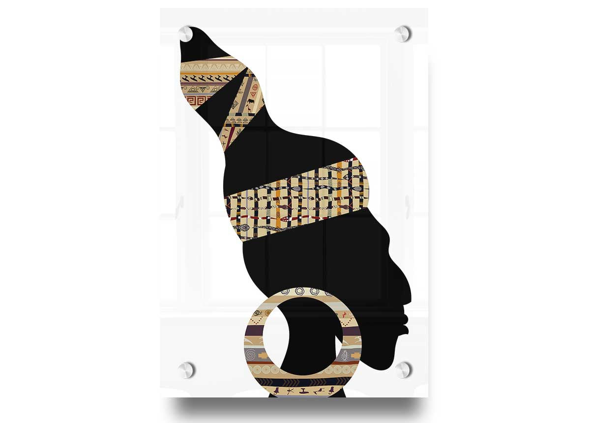 A vibrant acrylic print of African Tribal Art 26 showcasing intricate tribal designs on 5mm thick acrylic glass.