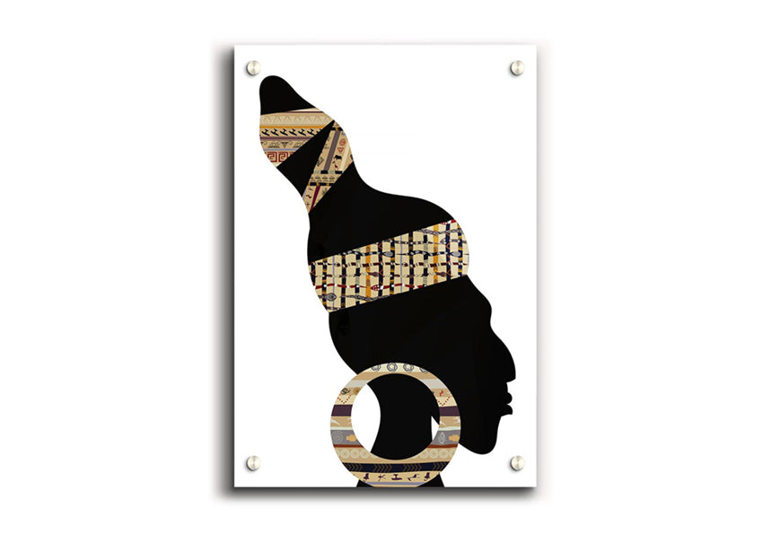 A vibrant acrylic print of African Tribal Art 26 showcasing intricate tribal designs on 5mm thick acrylic glass.