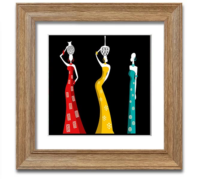 African Tribal Art 28 square framed print with vibrant colors and intricate designs, handmade in the UK.