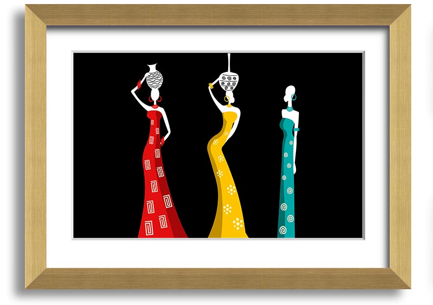 Framed print of African Tribal Art 28 showcasing vibrant colors and intricate patterns, ready to hang.