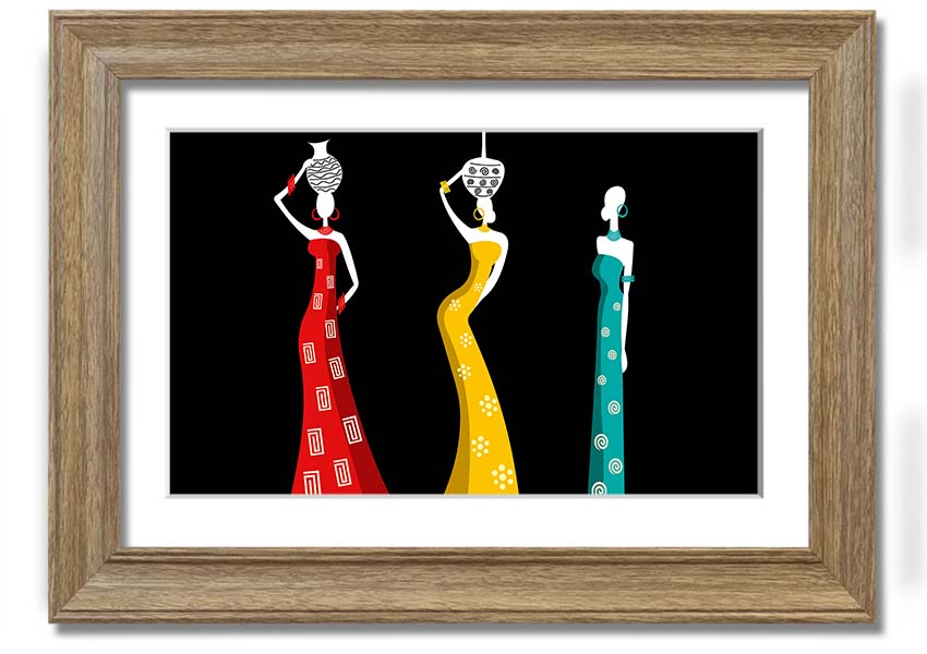 Framed print of African Tribal Art 28 showcasing vibrant colors and intricate patterns, ready to hang.