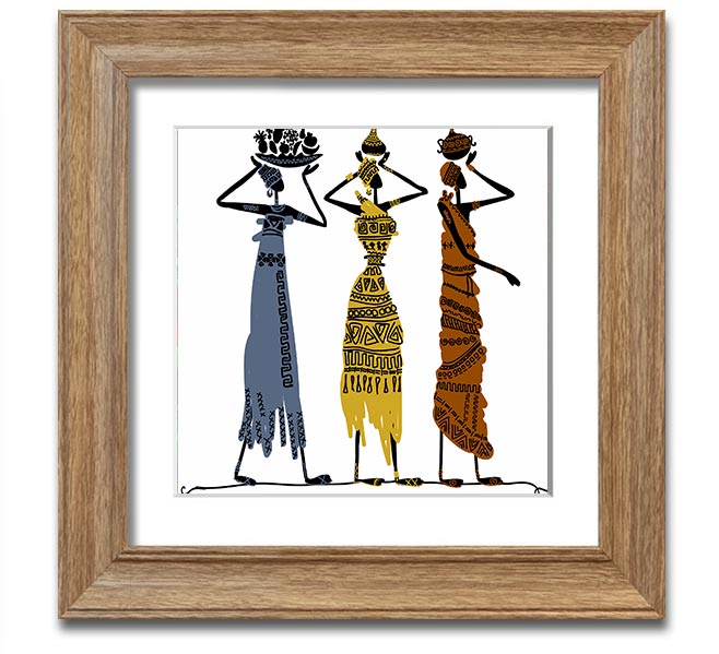 African Tribal Art 29 square framed print showcasing vibrant colors and intricate patterns, ready to hang.