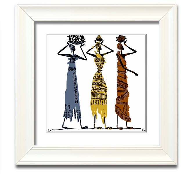 African Tribal Art 29 square framed print showcasing vibrant colors and intricate patterns, ready to hang.