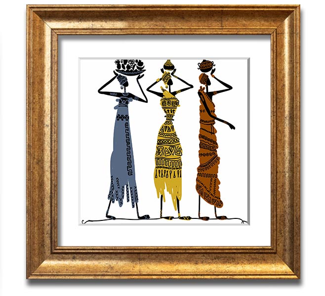 African Tribal Art 29 square framed print showcasing vibrant colors and intricate patterns, ready to hang.