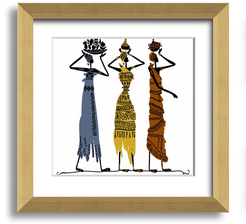 African Tribal Art 29 square framed print showcasing vibrant colors and intricate patterns, ready to hang.