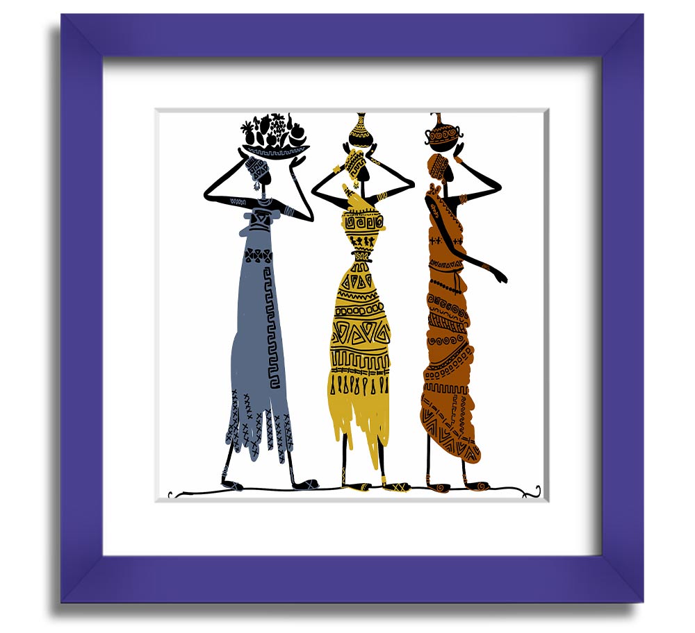 African Tribal Art 29 square framed print showcasing vibrant colors and intricate patterns, ready to hang.