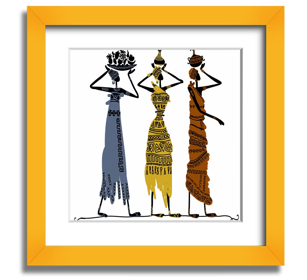 African Tribal Art 29 square framed print showcasing vibrant colors and intricate patterns, ready to hang.