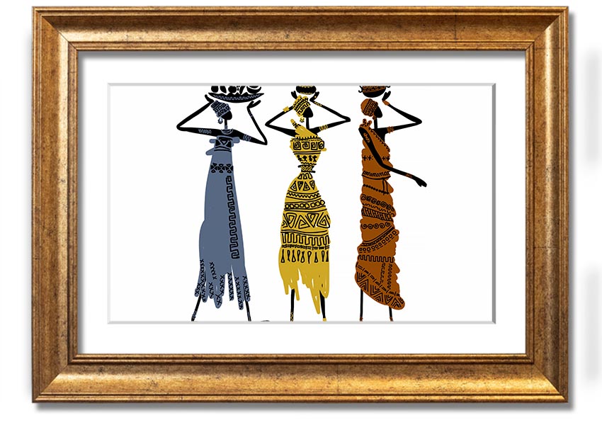 Framed print of African Tribal Art 29 showcasing vibrant colors and intricate patterns, ready to hang.