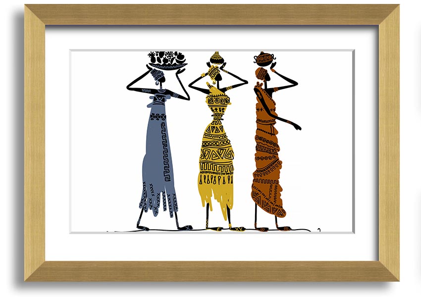 Framed print of African Tribal Art 29 showcasing vibrant colors and intricate patterns, ready to hang.