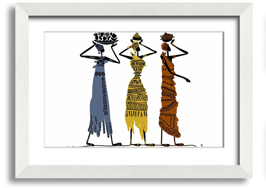 Framed print of African Tribal Art 29 showcasing vibrant colors and intricate patterns, ready to hang.