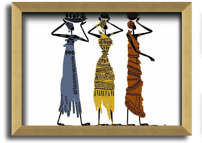 Framed print of African Tribal Art 29 showcasing vibrant colors and intricate patterns, ready to hang.