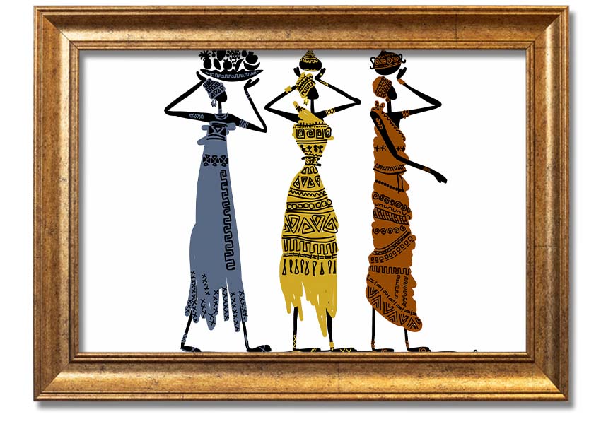 Framed print of African Tribal Art 29 showcasing vibrant colors and intricate patterns, ready to hang.