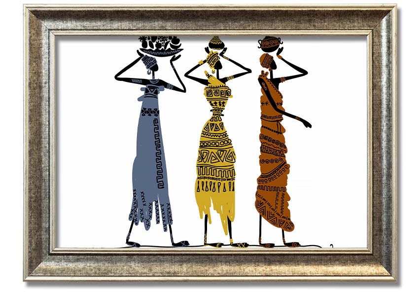 Framed print of African Tribal Art 29 showcasing vibrant colors and intricate patterns, ready to hang.