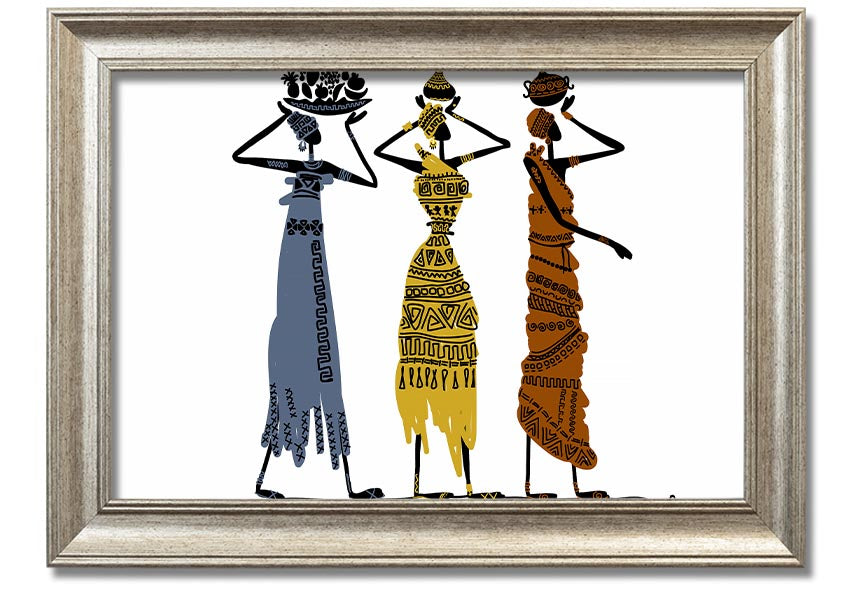 Framed print of African Tribal Art 29 showcasing vibrant colors and intricate patterns, ready to hang.