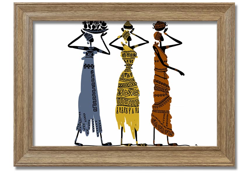 Framed print of African Tribal Art 29 showcasing vibrant colors and intricate patterns, ready to hang.